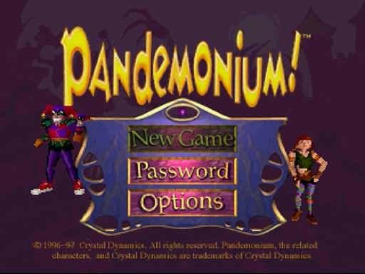 Pandemonium title screen for Sega Saturn